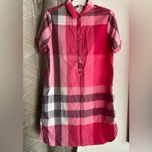 Burberry Pink Checkered Shirt Sz Medium pockets
